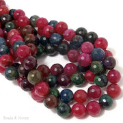 Fired Crackle Agate Red/Green/Blue Round Faceted 10mm (14.5 Inch Strand)