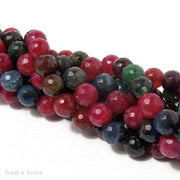 Fired Crackle Agate Red/Green/Blue Round Faceted 10mm (14.5 Inch Strand)