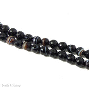 Black Line Agate Bead Round Faceted 8mm (15 Inch Strand)
