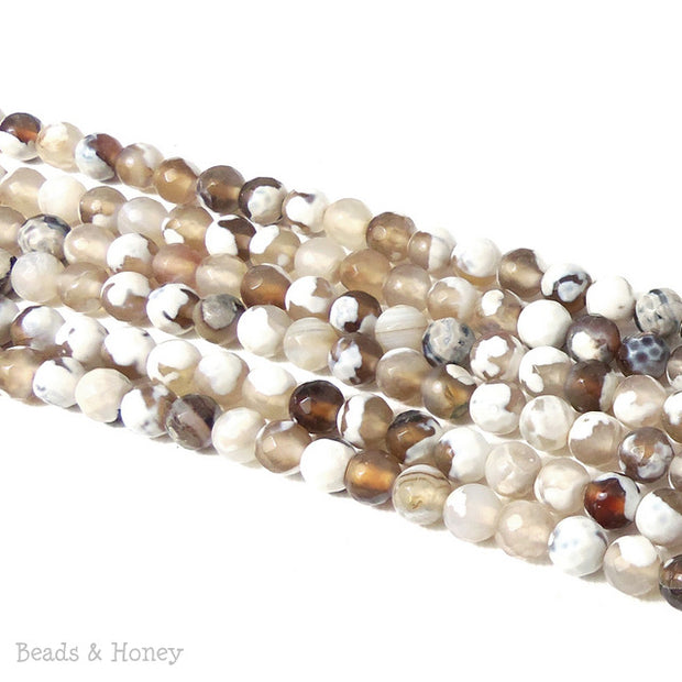 Fired Agate White/Brown/Black Round Faceted 6mm (14.5-15 Inch Strand) 