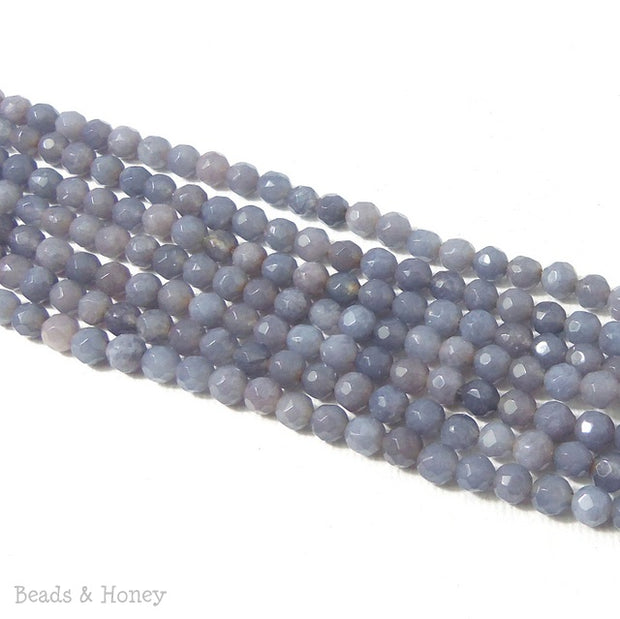 Agate Bead Light Blue-Gray Round Faceted 4mm (14.5 Inch Strand)