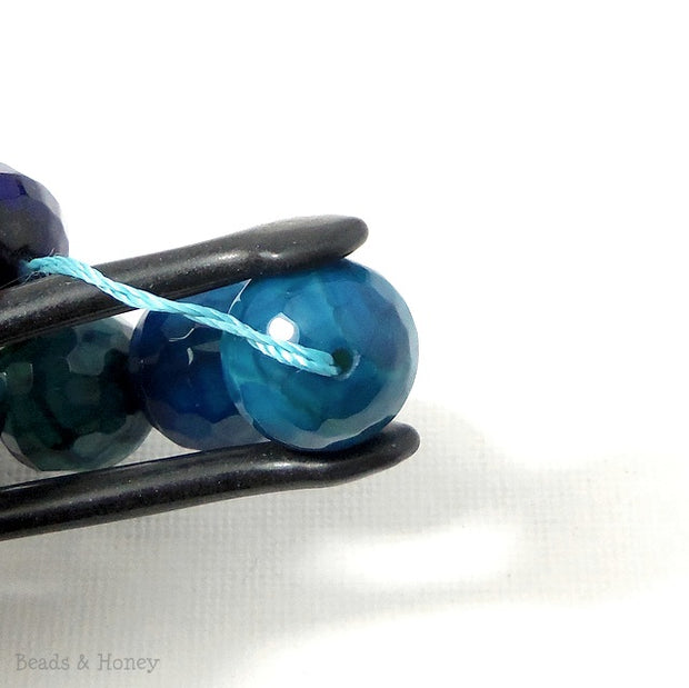 Fired Crackle Agate Bead Dark Blue/Aqua/Black/White Round Faceted 14mm (14.5 Inch Strand)