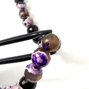 Fired Agate Bead Purple/Black Round Faceted 10mm (15 Inch Strand)  