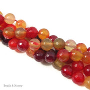 Agate Fired Red/Burgundy/Yellow Multi Colored Round Faceted 10mm (15 Inch Strand)