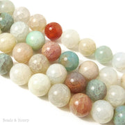 Fired Crackle Agate Bead Light Blue-Green/White/Brown Round Smooth 14mm (15 Inch Strand)