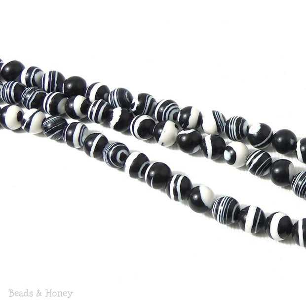 Black/White Zebra Striped Bead Round Smooth 6mm (16 Inch Strand) 