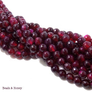 Purple/Magenta Fired Agate Bead Round Faceted 8mm (15.5 Inch Strand)