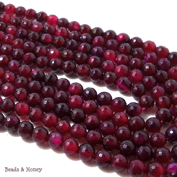 Purple/Magenta Fired Agate Bead Round Faceted 8mm (15.5 Inch Strand)