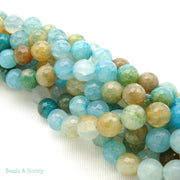 Fired Crackle Agate Aqua Blue Round Faceted 8mm (15 Inch Strand)