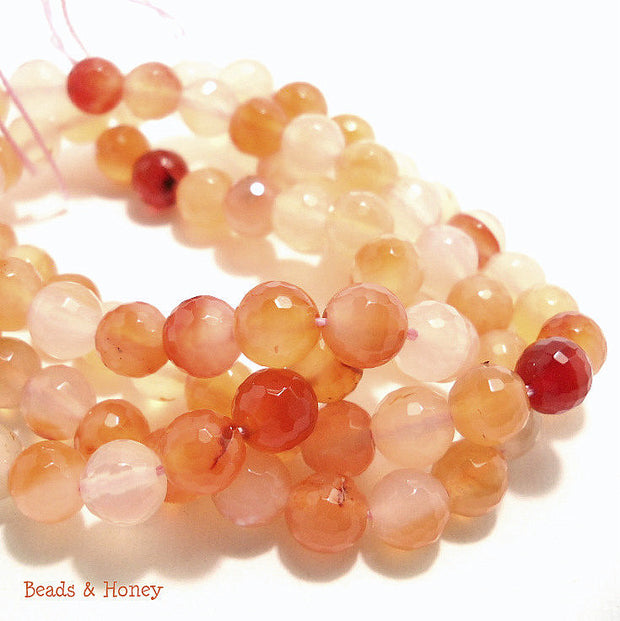 Peach Agate Round Faceted 8mm (Full Strand)