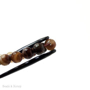Brown White Agate Banded Round Faceted 8mm (Full Strand)