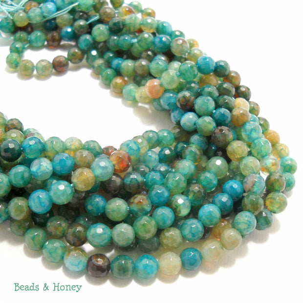 Fired Crackle Agate Bead Light Aqua Blue Round Faceted 6mm (14.5-15 Inch Strand) 