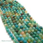 Fired Crackle Agate Bead Light Aqua Blue Round Faceted 6mm (14.5-15 Inch Strand) 
