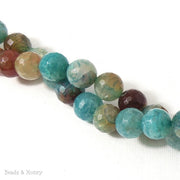 Fired Crackle Agate Bead Aqua Blue Round Faceted 12mm (14.5 Inch Strand)  