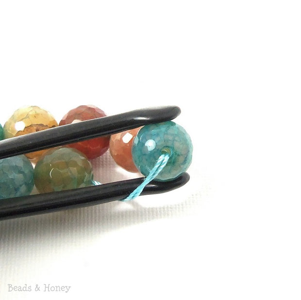 Fired Crackle Agate Bead Aqua Blue Round Faceted 12mm (14.5 Inch Strand)  