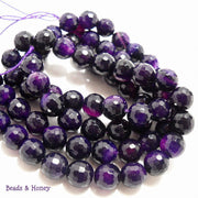 Fired Agate Bead Dark Purple Round Faceted 10mm (15-15.5 Inch Strand)  