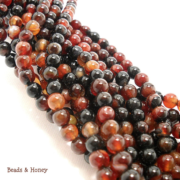 Red Orange Brown Black Agate Round 6mm (Full Strand)