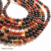 Red Orange Brown Black Agate Round 6mm (Full Strand)