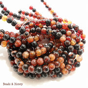 Red Orange Brown Black Agate Round 6mm (Full Strand)