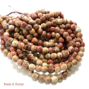 Pink and Brown Antiqued Fired Agate Round Faceted 6mm (Full Strand)
