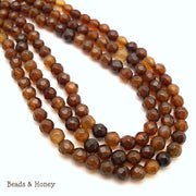 Fired Agate Brown Round Faceted 4mm (Full Strand)