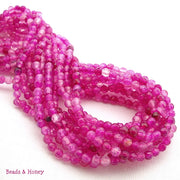 Hot Pink Fired Agate Round Faceted 4mm (Full Strand)