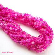 Hot Pink Fired Agate Round Faceted 4mm (Full Strand)