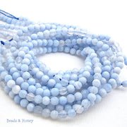 Fired Agate Light Blue Round Faceted 4mm (Full Strand)