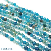 Aqua Fired Agate Round Faceted 4mm (Full Strand)