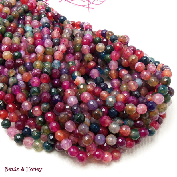 Pink Rainbow Fired Agate Round Faceted 6mm (Full Strand)