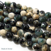 Safari Black Fired Agate Round Faceted 12mm (Full Strand)
