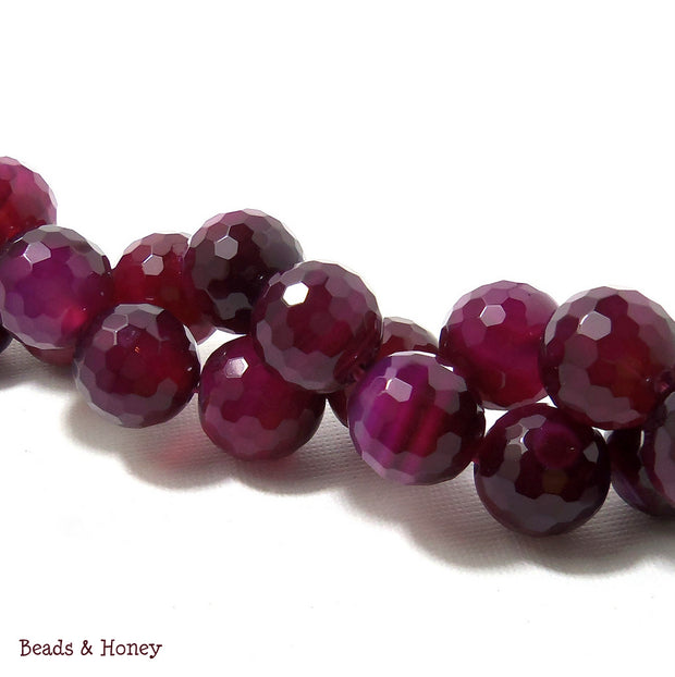Agate Fired Magenta Round Faceted 14mm (Half Strand, 14pcs)