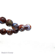 Agate Fired Blue Red-Brown Round Faceted 6mm (Full Strand)