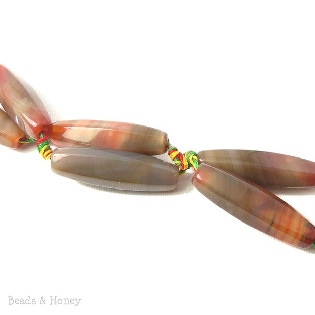 Agate Gemstone Bead Long Tube Faceted 40x12mm (16 Inch Strand) 