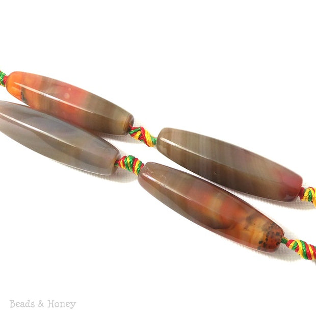 Agate Gemstone Bead Long Tube Faceted 40x12mm (16 Inch Strand) 