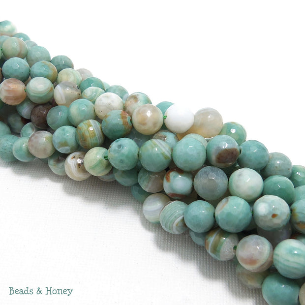 Agate Fired Sea Green Round Faceted 8mm (Full Strand)