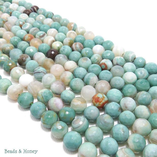 Agate Fired Sea Green Round Faceted 8mm (Full Strand)