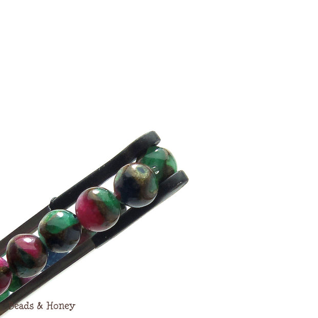 Mosaic Agate Red Green Blue Round Smooth 6mm (Full Strand)