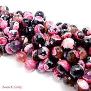 Pink and Black Fired Agate Round Faceted 10mm (Full Strand)