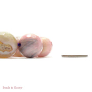 Agate Fired Pink Gray Round Faceted 14mm (Half Strand)