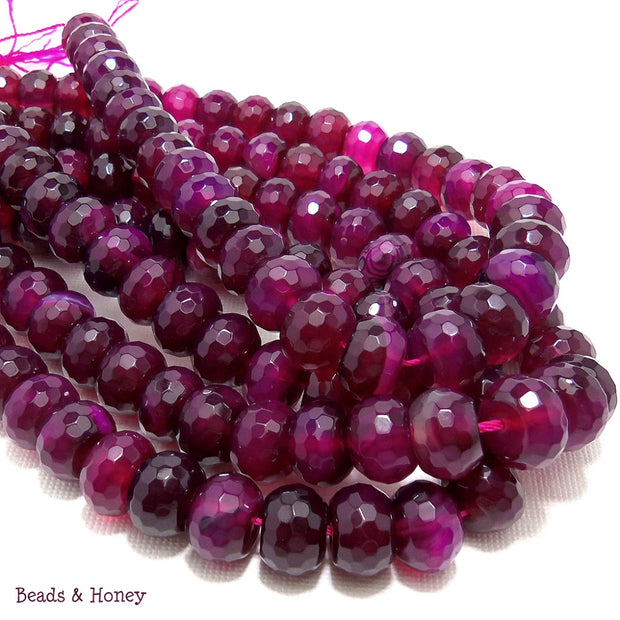 Agate Fired Magenta Rondelle Faceted 12mm (Half Strand)