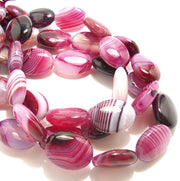 Agate Purple and White Oval Puffed15x20mm (Half Strand)