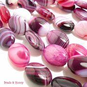 Agate Purple and White Oval Puffed15x20mm (Half Strand)