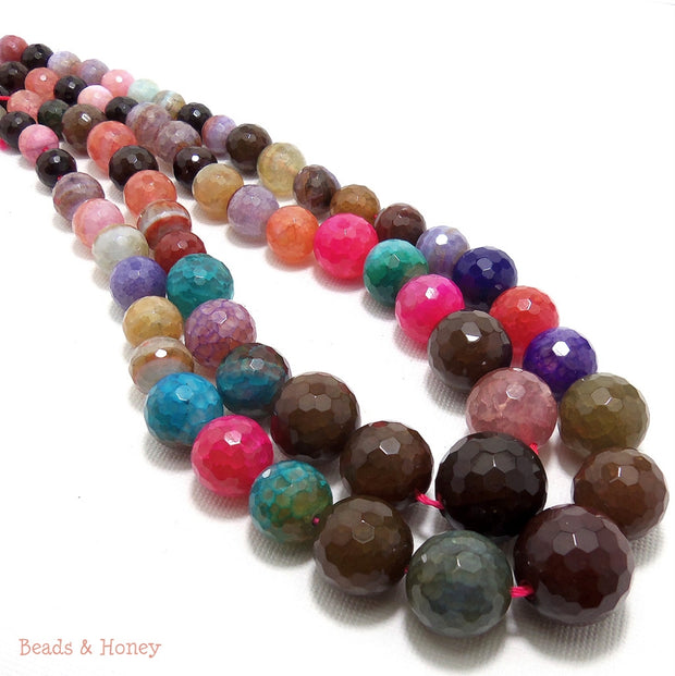 Agate Fired Rainbow Graduated Round Faceted 6-16mm (Full Strand)