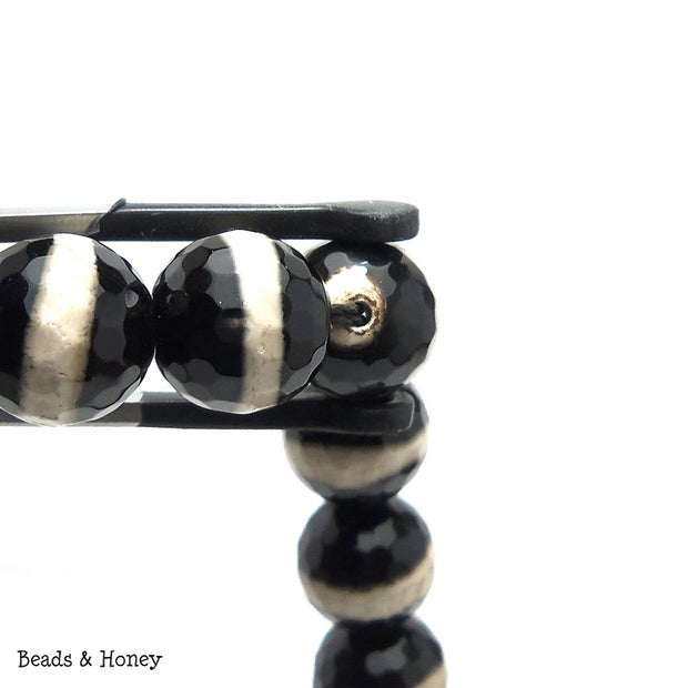 Black Striped Agate Round Faceted 10mm (Full Strand)