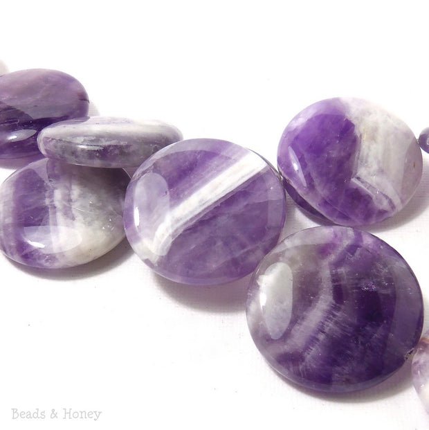 Cape Amethyst Coin Smooth Focal Bead 30mm (3pcs)