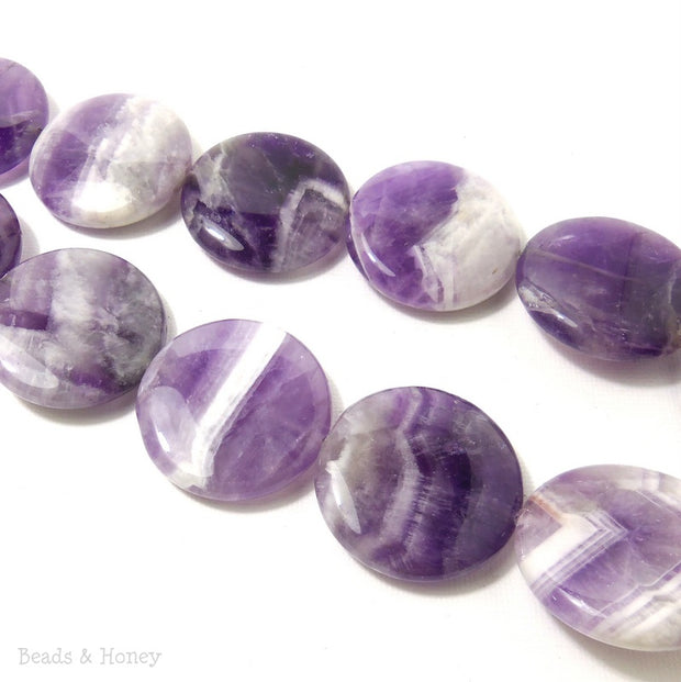 Cape Amethyst Coin Smooth Focal Bead 30mm (3pcs)