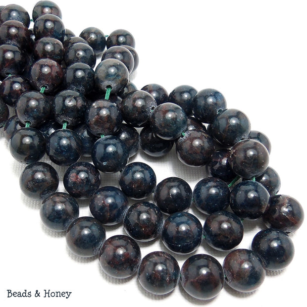 Dark Blue Apatite w/Brown Matrix Round 10mm (Full Strand)