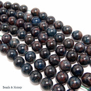 Dark Blue Apatite w/Brown Matrix Round 10mm (Full Strand)