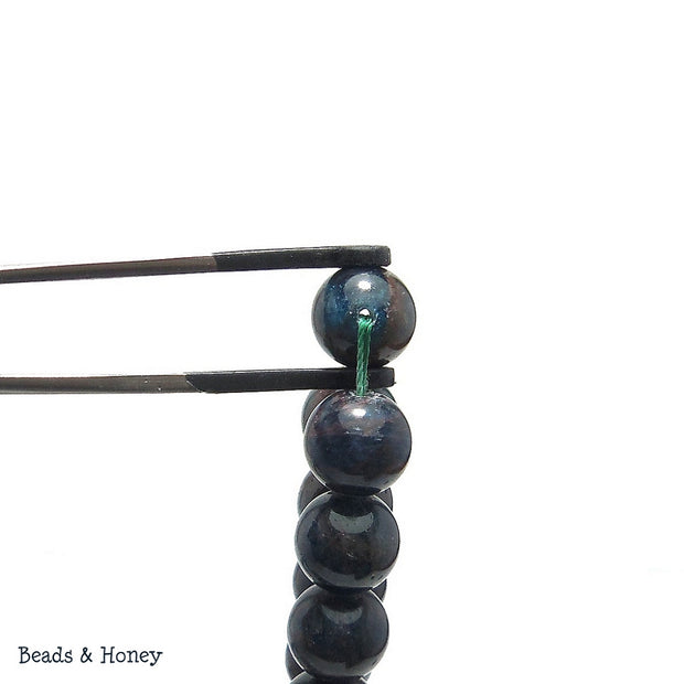 Dark Blue Apatite w/Brown Matrix Round 10mm (Full Strand)